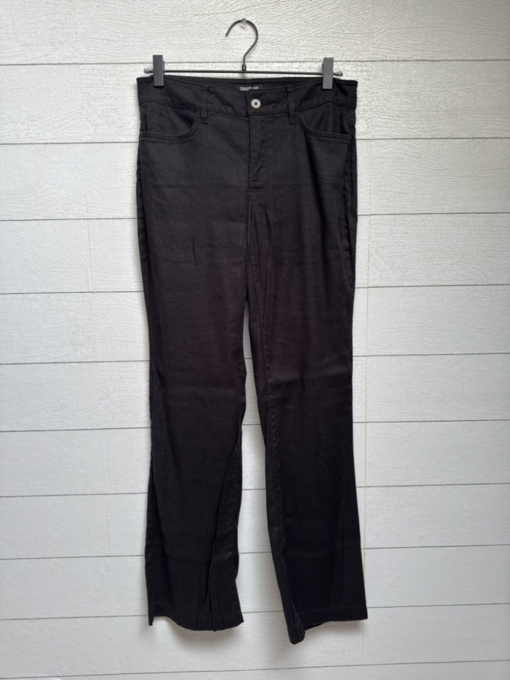 Curves 360 NYDJ Black Linen Blend Straight Leg Pants Stretch Slim Size 4 - Picture 6 of 16